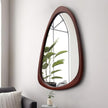 sawsile Irregular Wall Mirror for Bathroom,Wood Asymmetrical Rustic 19.5 x 30.5 inch Farmhouse Vanity Unique Walnut Decorative Large Mirror for Entryway,Bedroom,Living Room,Washroom