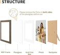 ATOBART 4x6 Picture Frame Set of 4, Displays 3.5x5 with Mat or 4x6 Without Mat, Photo Frames for Wall Hanging or Tabletop, Includes HD Plexiglass, Brown