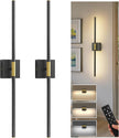 L LOHAS LED Battery Operated Wall Sconces Set of 2, Battery Wall Sconce 10000mAh, Black and Gold Rechargeable Sconces 3CCT, 28.1 Inch Wireless Wall Lights, Sconce Wall Decor for Bedroom, Living Room