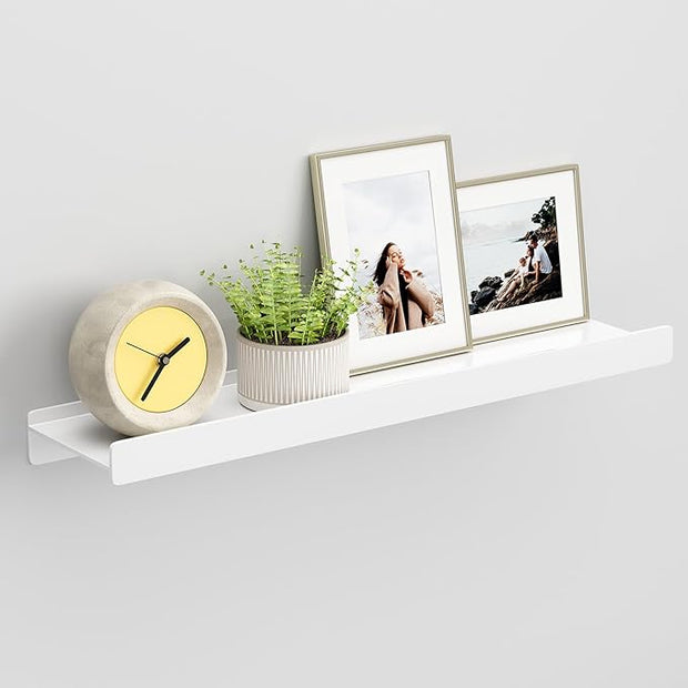 Floating Shelves for Wall, Wall Mounted Shelves with Lip for Storage, Metal Display Shelves for Home Decor, Kitchen/Living Room/Bedroom/Bathroom Shelf, White 20 inch 1 Pack