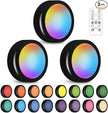 Wireless 16 Color Changing LED Puck Light 3 Pack LED Under Cabinet Lighting Closet Light Battery Powered Night Lights with Remote Control Dimmer & Timing Function