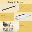 Habudda Floating Shelves for Wall, Natural Wood Shelf, 30 inch Long, White Wooden Rustic Decor for Bathroom Kitchen Bedroom, Hanging Mounted Invisible Bracket, Set of 2