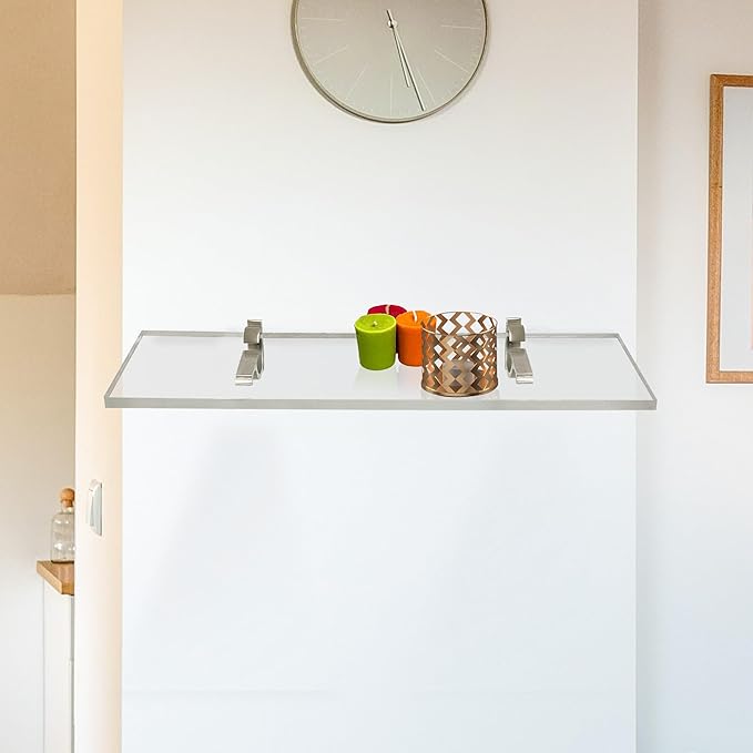 Clear Acrylic Shelves for Wall Storage, 6" W X 18" L, 3/4" Thick Wall Mounted Floating Shelves for Bedroom, Bathroom, Kitchen -‎Easy Installation with Screws and Brushed Nickel Brackets