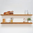 Homeforia 48 inch Golden Oak Floating Shelf, High End Solid Real Wood 48inch Small Floating Shelves for Wall Mounted, Oak Wooden 48in Floating Shelves, Heavy Duty Bracket, 48 X 6.5 X 1.75 in, Set of 3