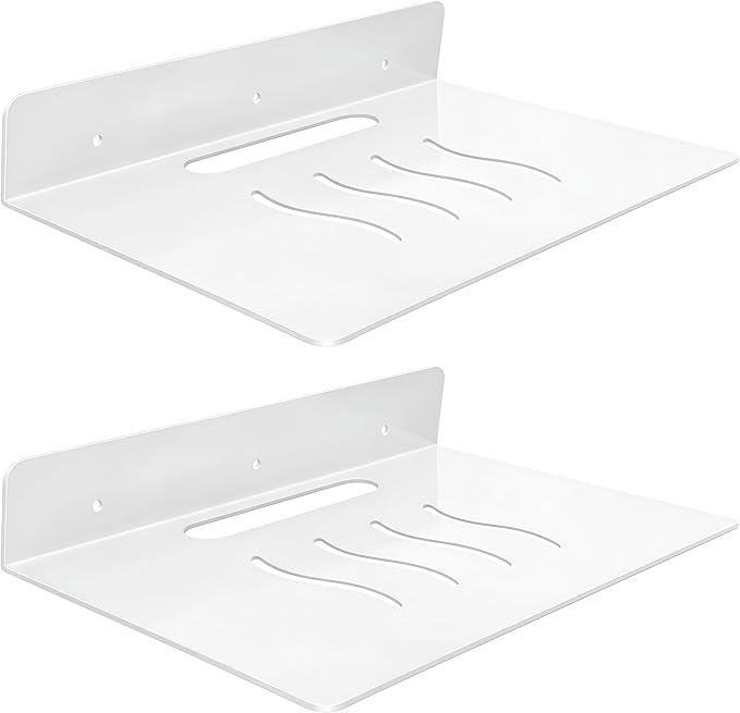 Steel Floating Shelves for Wall,Small Wall Shelf，Suitable for Bedroom, Living Room, Bathroom, Kitchen, Office (White, 2Pack 11.81x8.46 in)