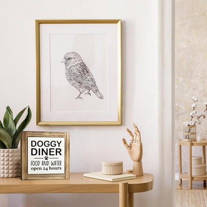 Pet Wood Sign - Doggy Diner - 24 Hour Food & Water Sign, Tabletop Decor