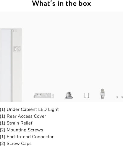 LAGOM Halo Under Cabinet Light, 12‑Inch Hardwired Dimmable LED, 2700K/4000K/5000K, Power Cord Sold Separately, White, UC0112WH27