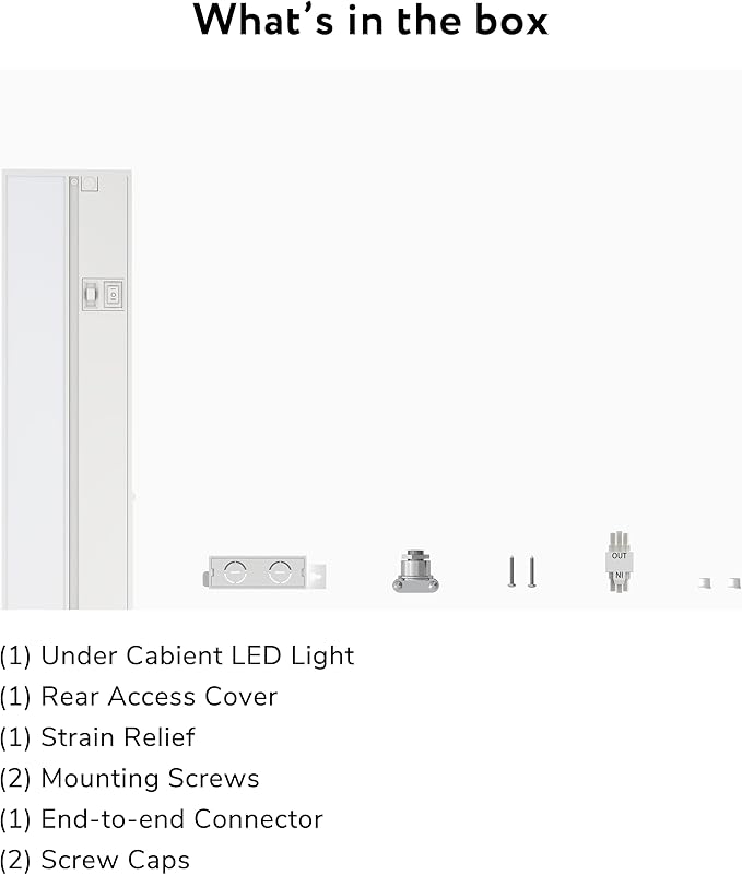 LAGOM Halo Under Cabinet Light, 22‑Inch Hardwired Dimmable LED, 2700K/4000K/5000K, Power Cord Sold Separately, White, UC0122WH27
