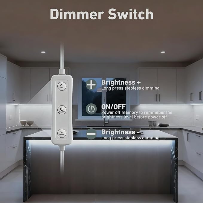 Under Cabinet Lighting Plug In. 3 PCS 12 Inches Likable Ultra Thin Bright Light Bars. Dimmable 14W LED Kit for Kitchen Under Cabinets Countertop Workbench Counter Shelf Closets Daylight 5000K