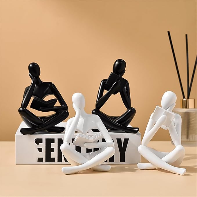 Style-A White, Creative Abstract Thinker Bookend for Home Aesthetic, Study, and Wine Cabinet – Stylish Shelf Decor Accent and Thoughtful Gift for Living Room, Bar, or Coffee Shop