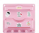 JUMEIHUI Pink Bedside Shelf Organizer - Wall Mount Phone Holder with Glasses Hook & 50 Motivational Stickers for Girls Bedroom Dorm Decor