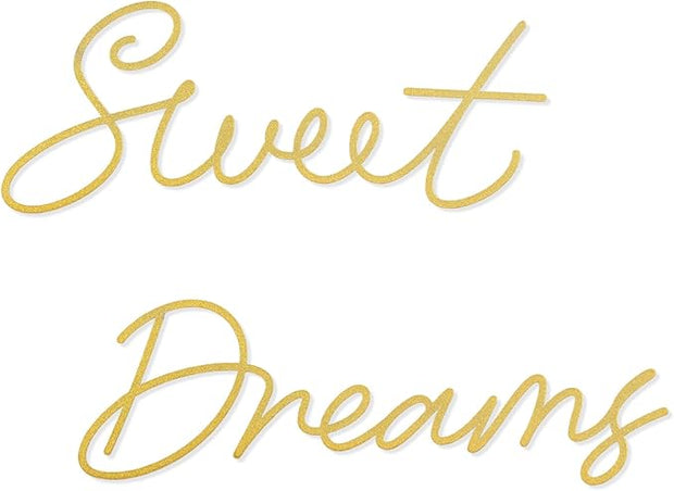 Zzbakress Sweet Dreams Wall Decor Metal Wall Art Large Modern Living Room Farmhouse Sign for Bedroom Black Metal Wall Art for Office and Home Wall Decor (Gold, Farmhouse)