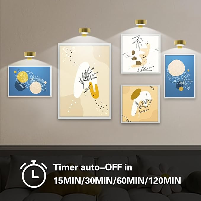 6pcs Wall Picture Light Battery Operated, Painting Light with Remote, Wall Picture Lighting Wireless Indoor with 3 Lighting, Art Display Led Lighting Brightness Dimmable for Frame Gallery Portrait