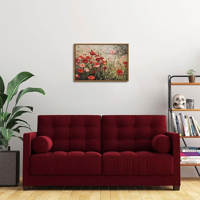 OIQArtOIQ Vintage Landscape Canvas Wall Art Framed Natural Scenery Painting Artwork Prints France Country Wilderness Farmhouse Decor Pictures Kitchen Bedroom Living Room Bathroom