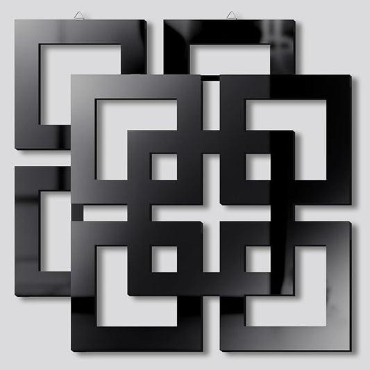 Weysat Wall Mount Home Mirror, 2 Pieces Silver Square Decorative Mirror for Bedroom, Living Room, Bathroom, 11.8 x 11.8 Inches(Black,Mirrored)