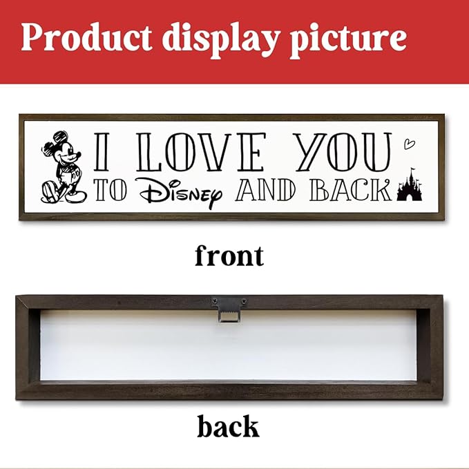 Love Sign Decor, Decorative Signs and Plaques, Wooden Box Signs for Home Decor, Master Bedroom Decors, Farmhouse Wall Decoration, Desk Decors Art, I Love You to Disney and Back Sign