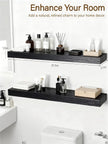 Solid Wood Floating Shelves,31.5in Finished Real Wood Wall Shelves with Heavy-Duty Hidden Bracket, Easy Installation, Set of 2, 31.5in x 7.1in x 1.5in, for Living Room Bedroom Kitchen,Black