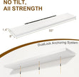 Fun Memories 55 Inch Floating Shelves for Wall 2 Pack Shelves for Bedroom|Kitchen|Bathroom Wall Mounted Rustic Wood Floating Shelf with Invisible Brackets for Books|Storage|Decor, White