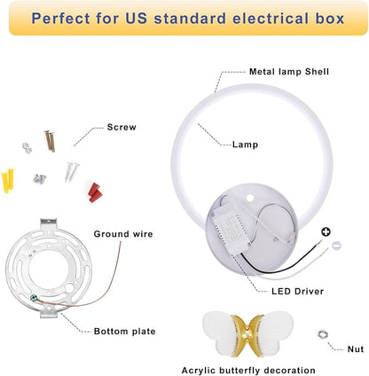 XEYOU 16W Modern Wall Sconce Lighting Indoor LED Creative Wall Light Fixture Butterfly Shape Decoration Wall Lamp for Living Room Bedroom Stair Corridor