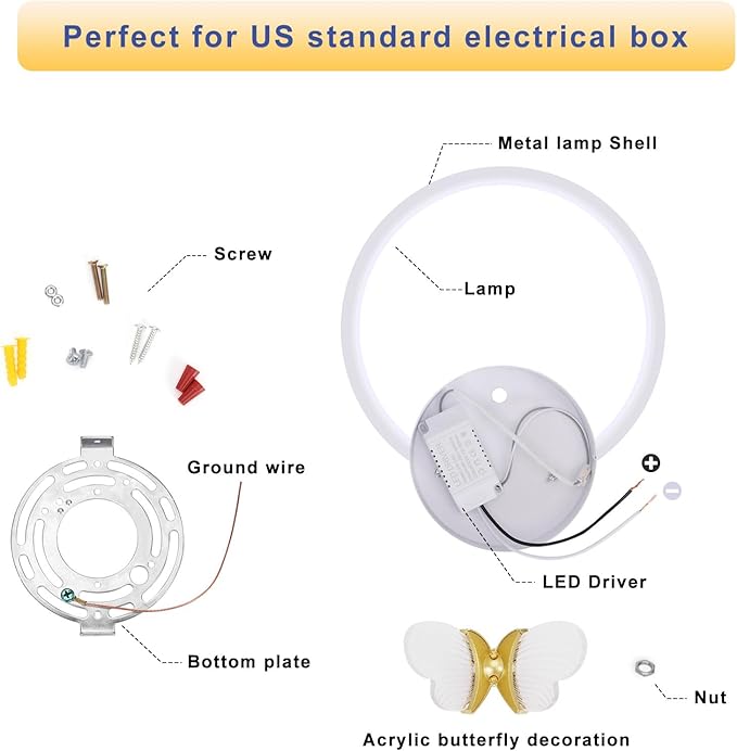 XEYOU 16W Modern Wall Sconce Lighting Indoor LED Creative Wall Light Fixture Butterfly Shape Decoration Wall Lamp for Living Room Bedroom Stair Corridor