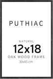 puthiac 12x18 Solid Oak Wood Picture Frame, Fits 8x12 with Mat or 12x18 Without Mat, Wall Display Only, Vertical or Horizontal, Plexi Front, 1 Pack, Black
