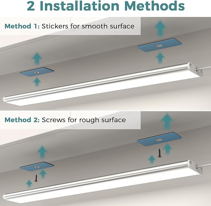 ASOKO Under Cabinet Led Light Plug in, Dimmable Daylight White 4000K, 3 Pack 12 inch Linkable Under Counter Lights 1500lm for Kitchen, Shelf, Workbench, Cupboard, Upgrade ETL Listed Plug 24V