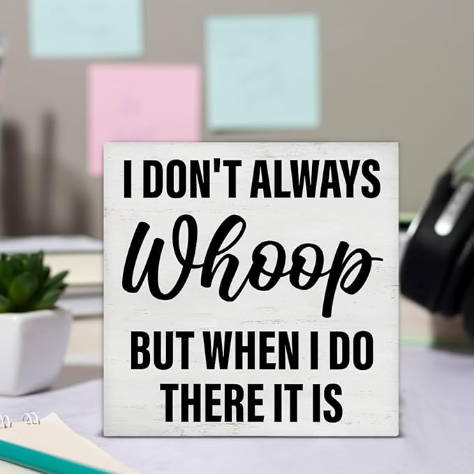 Funny Office Desk Decor Humor Office Quote Wooden Sign for Home Office Cubicle Desk Table Shelf Decor 5×5 Inches, Gifts for Boss Lady Social Worker Manager Coworker