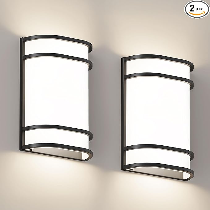 Indoor Wall Mount Light - 2 Pack 3000K/4500K/6000K Adjustable Black Modern Wall Sconce Lighting for Hallway Staircase, Corridor, Bedroom, Living Room, Kitchen(Black, 2 Pack)
