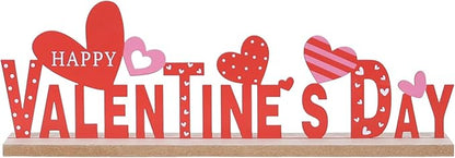 MEETYAMOR Valentines Day Decorations, Wood Metal Happy Valentines Day Sign for Table Decor, Farmhouse Rustic Valentines Day Decorations for Home, Kitchen, Mantle, Shelf