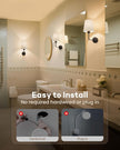 Wireless Wall Sconces Set of 2 Battery Operated, Black Wall Light Rechargeable with 5200mAh RGB Dimmable Flash Mode Led Bulb and Remote Timer, Cordless Wall Lamp Decor for Bedroom Living Room Hallway