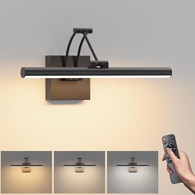Tipace Black Hardwired Picture Lights for Paintings - 15.7 inch 3CCT Dimmable Modern Gallery Light with Remote Control Led Wall Art Lighting Display Artwork