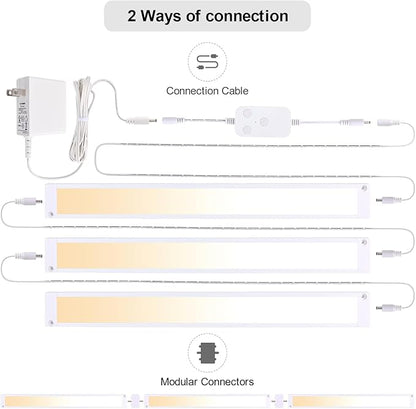3pack 12inch Dimmable LED Under Cabinet Light Kit, 2700K to 6000K Smart LED Under Counter Lighting Fixture, Compatible with Alexa, Google Assistant, for Kitchen, Pantry, Shelf (White)