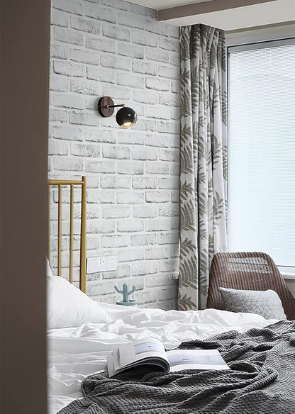 Timeet Brick Wallpaper Peel and Stick Wallpaper White Grey Brick Wallpaper Self Adhesive Removable Wall Paper for Bedroom Living Room Decoration 17.7in x 197in
