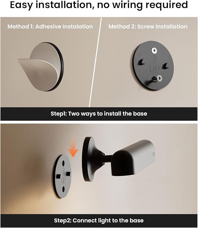 Rechargeable LED Wall Sconces 7500mAh Battery Operated Wall Lamps for Bedroom, Touch and Remote Control, 3 Colors Wall Lights 360° Rotate Dimmable Brightness with 15 RGB Colors,Black 4 Pack