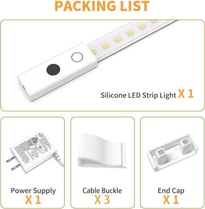 Smart Under Cabinet Lights, 40in Plug in Under Cabinet Lighting with Handwave Sensor, Bright Dimmable 5 Color Temp Stick on Closet Light, Slim Cuttable Under Counter Lights for Kitchen Desk Shelf