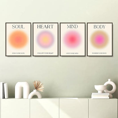 NCYEL 4 colorful abstract halo posters angel number positive energy inspirational language inspirational wall art bedroom girls room pink decoration living room bedroom apartment hotel dormitory 12x16