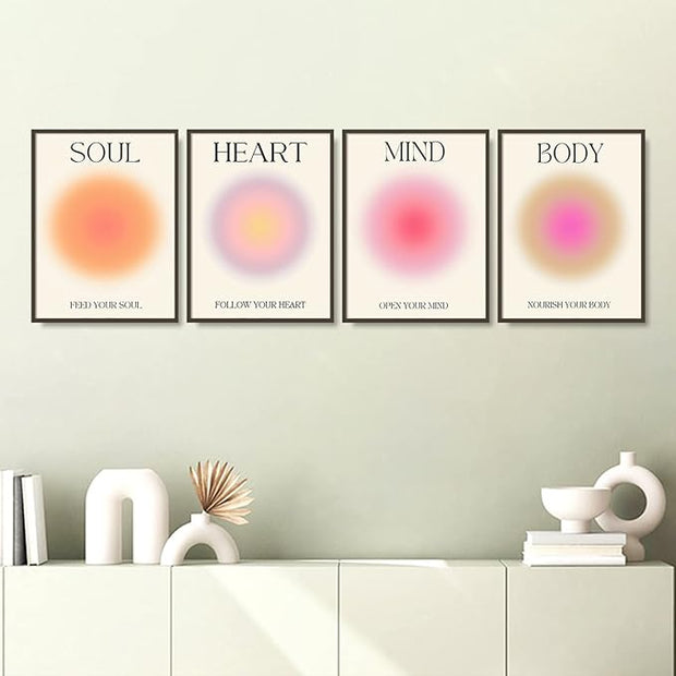 NCYEL 4 colorful abstract halo posters angel number positive energy inspirational language inspirational wall art bedroom girls room pink decoration living room bedroom apartment hotel dormitory 12x16