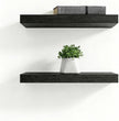 Solid Wood Floating Shelves,11.8in Finished Real Wood Wall Shelves with Heavy-Duty Hidden Bracket, Easy Installation, Set of 2, 11.8in x 7.1in x 1.5in, for Living Room Bedroom Kitchen,Black