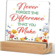 Difference maker Gifts Acrylic Sign with Wood Stand, Thank You Gifts for Women Boss Coworkers Bedroom Office Living Room Desk Cubicle Table Shelf Decor, Farewell Retirement Gift for Women Coworker