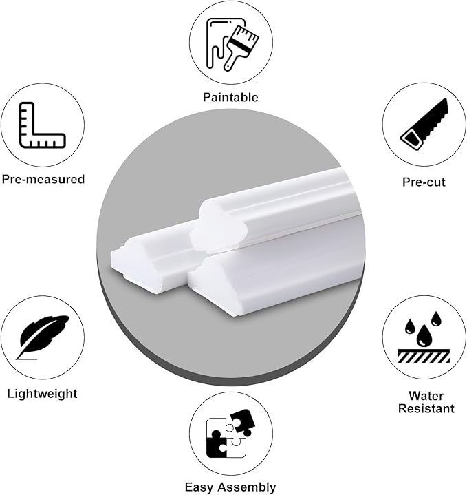 Pangda 3 Set Peel and Stick Wall Molding Kit, 3D Premade Accent Molding Wainscoting Panel for Interior Wall Moulding Decor, Ready to Assemble Wainscoting Accent Panel (24 x 54in)