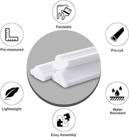 Pangda 3 Set Peel and Stick Wall Molding Kit, 3D Premade Accent Molding Wainscoting Panel for Interior Wall Moulding Decor, Ready to Assemble Wainscoting Accent Panel (24 x 54in)