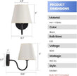 Wall Sconces Sets of 2, Bathroom Vanity Sconces Wall Lighting, Indoor Wall Lights with Light Beige Fabric Shades, Black Wall Mounted Lamps for Bedroom Living Room Hallway Kitchen, Hardwire