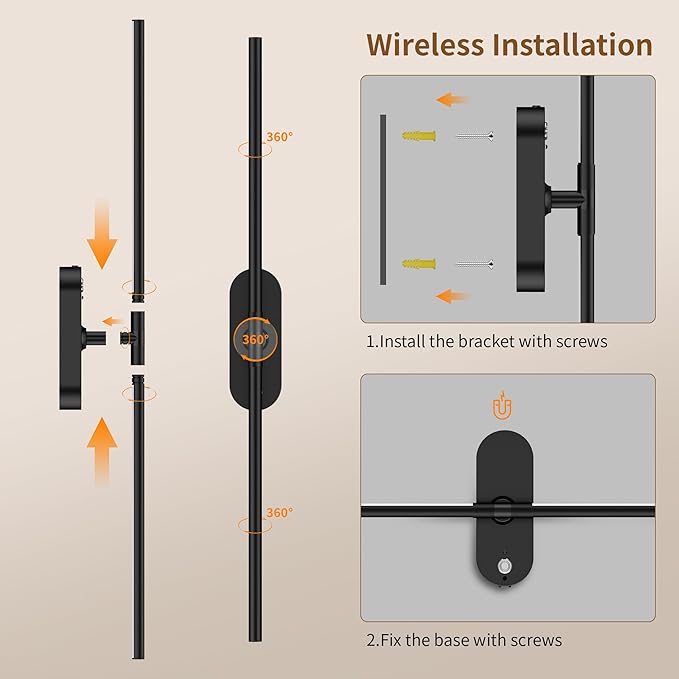 2026 Upgraded Wall Sconces Set of 2, Magnetic 10000mAh Wireless USB Rechargeable Wall Lights,360°Rotation Wall Sconce With Remote Control,LED Dimmable Wall Lamp For Living Room,Bedroom,Hallway (30 In)