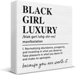 TSUYAWU Black Girl Luxury Definition Wooden Sign Motivational Decor for Home Office Bedroom, 5 x 5 Inches