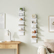 HOOBRO 5 Tier Wall Shelf Unit, 2 Pack Floating Shelves Wall Mounted, Wall Mount Vertical Shelving, Floating Storage Rack, Organizer Tall Tower Design for Livingroom, Bedroom, Kitchen, White WT18BJP201