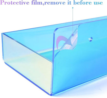 TLBTEK 2 Pcs 15 inch Iridescent Rainbow Floating Shelves,Colorful Acrylic Irridescent Floating Shelves Wall Mounted Storage for Bathroom, Bedroom, Living Room, Kitchen (Without Edge)