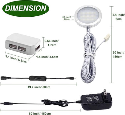 AIBOO RGBW RGB + White Color Changing Christmas Xmas Under Cabinet LED Lights Kit IR Remote Puck Lights for Kitchen Counter Shelf Furniture Ambiance Lighting (RGBW, 4 Lights, 12W)
