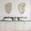 Irregular Wall Mirror Asymmetrical Bathroom Mirror, 19 x 30 Inch Wall Mounted Decorative Mirror with Wooden Frame for Living Room, Vanity, Bedroom, Entryway, Hallway