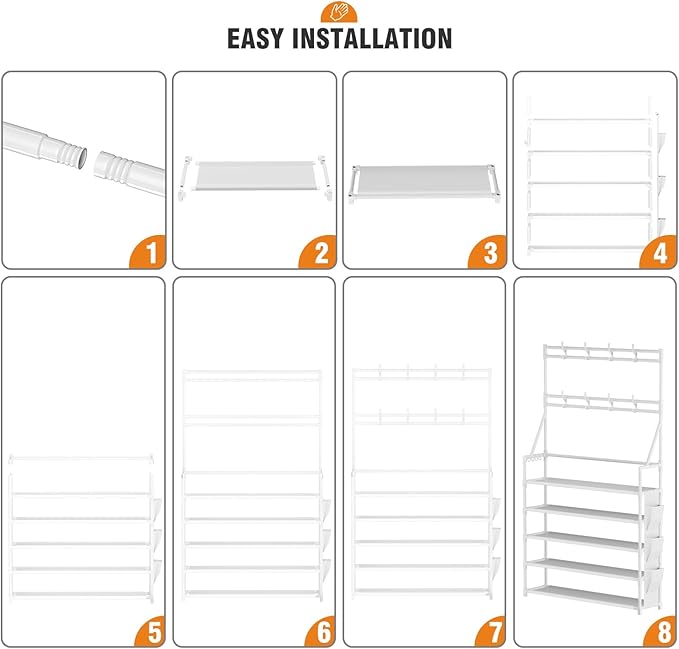 OYREL Shoe Rack 5 Tier Shoe Racks Organizer 20-25 Pairs Shoes Rack for Closet Entrance Shoe Storage Shelf with Hooks and Side Pocket Entryway Shoe Holder Space Saving Free Standing Shoe Racks