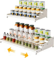 Expandable Carbon Steel Spice Rack Organizer for Pantry, Adjustable 3-Tier Ladder Shelf,Holds Up to 24 Cans,Kitchen Countertop Organizer, Rustproof Storage Rack for Spices, Cans, Sauces & Dry Goods